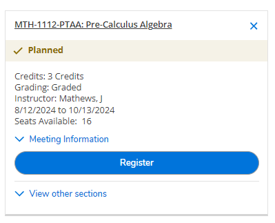 Register Using Student Planning 12