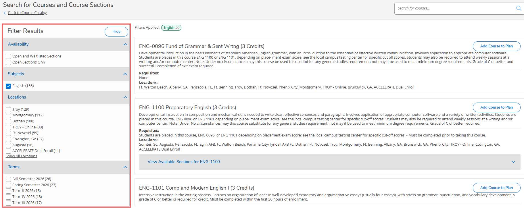 view courses & Schedule 4