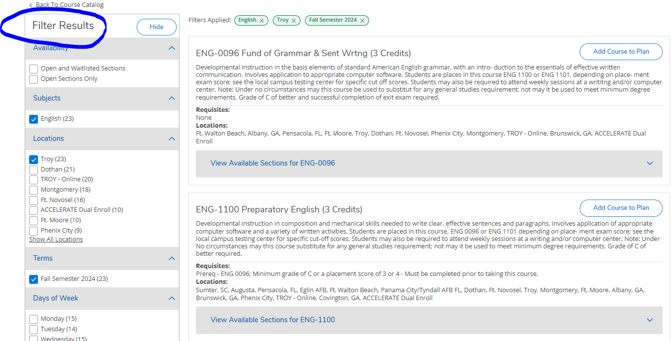 view courses & Schedule 4