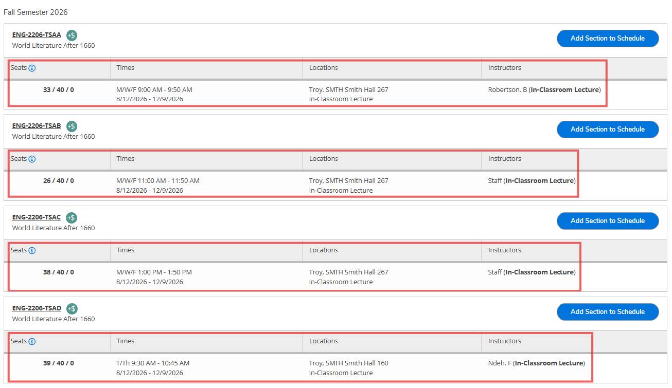view courses & Schedule 6